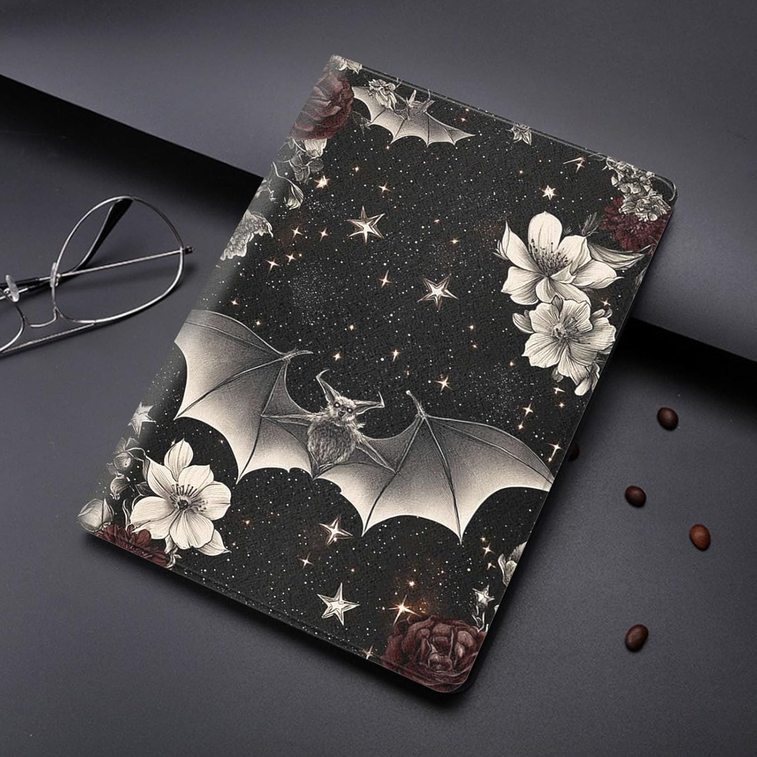 Case for iPad 10.9-Inch (iPad 10th Generation 2022),Adjustable Stand Auto Wake/Sleep Function Full Body Protection Cover - Flower Bat