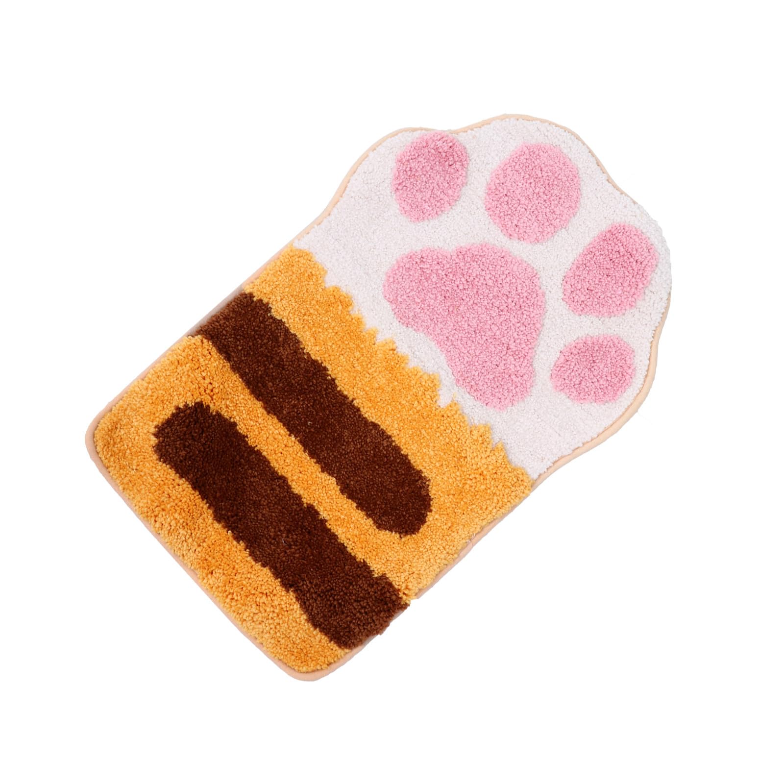 Tapis de bain floqué ultra doux motif patte de chat antidérapant en polyester extra absorbant