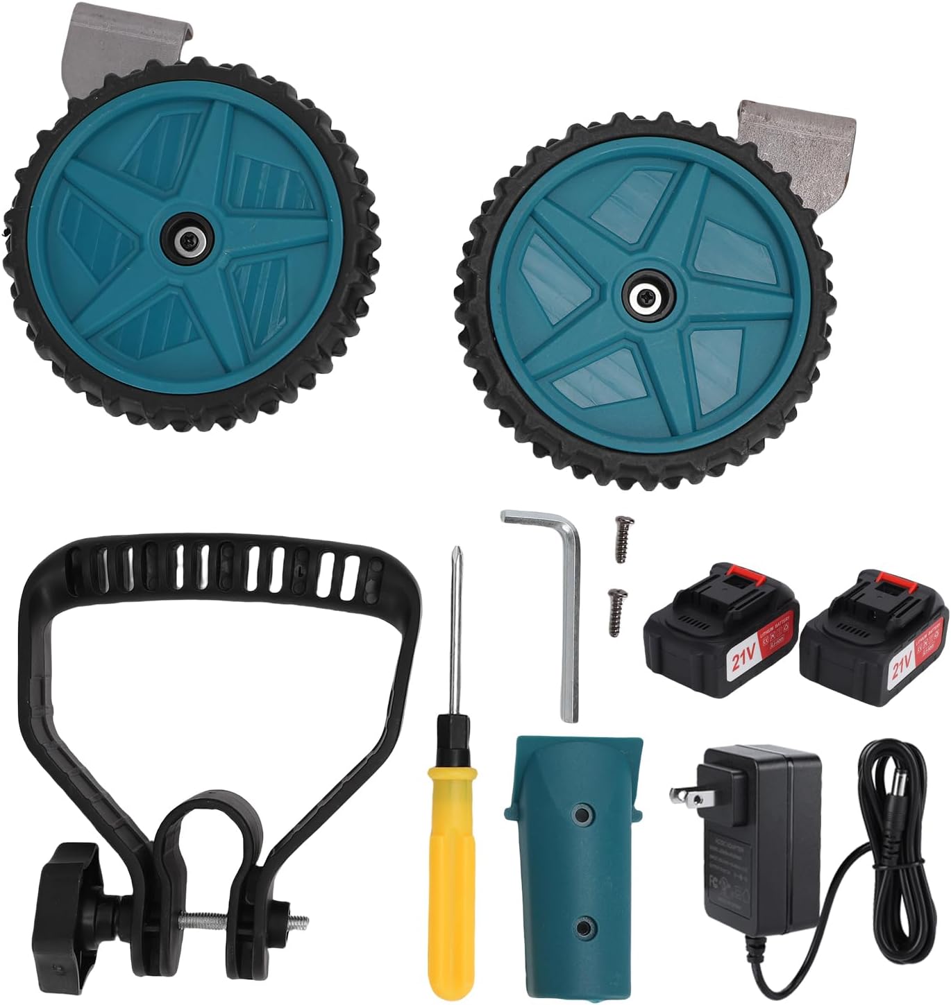 Cordless Snow Blower,Portable Electric Power Snow Thrower, Adjustable Direction Removal with Wheels for Driveway Road Walkways 2x3000mAh Battery (1)