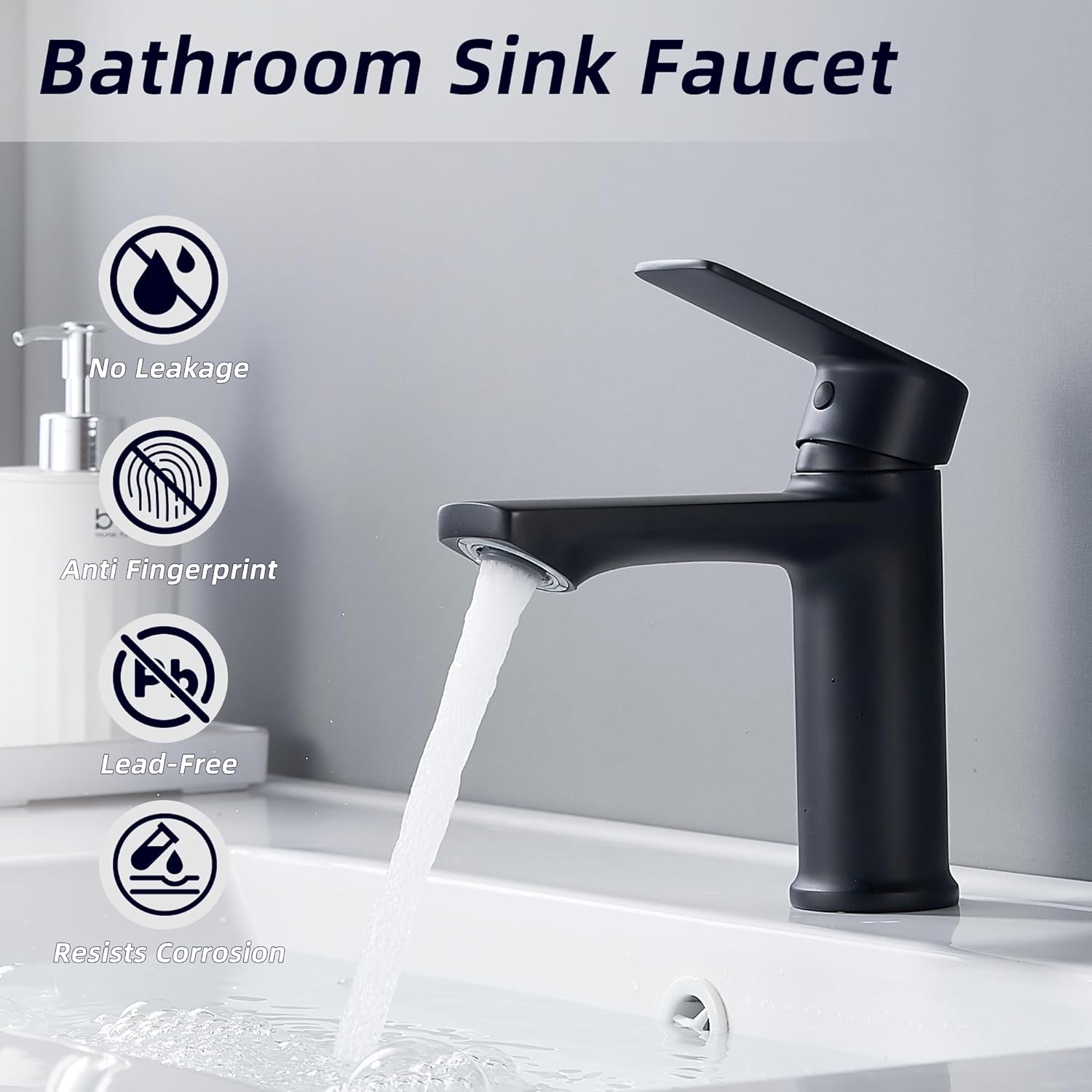 BELZ 2-Pack Matte Black Bathroom Faucet, Modern Single Handle Set of 2 Sink Faucets for Single Hole Vanity, Tool-Free 15-Min Install, Anti-Peeling Finish, Pre-Installed 24" Supply Lines
