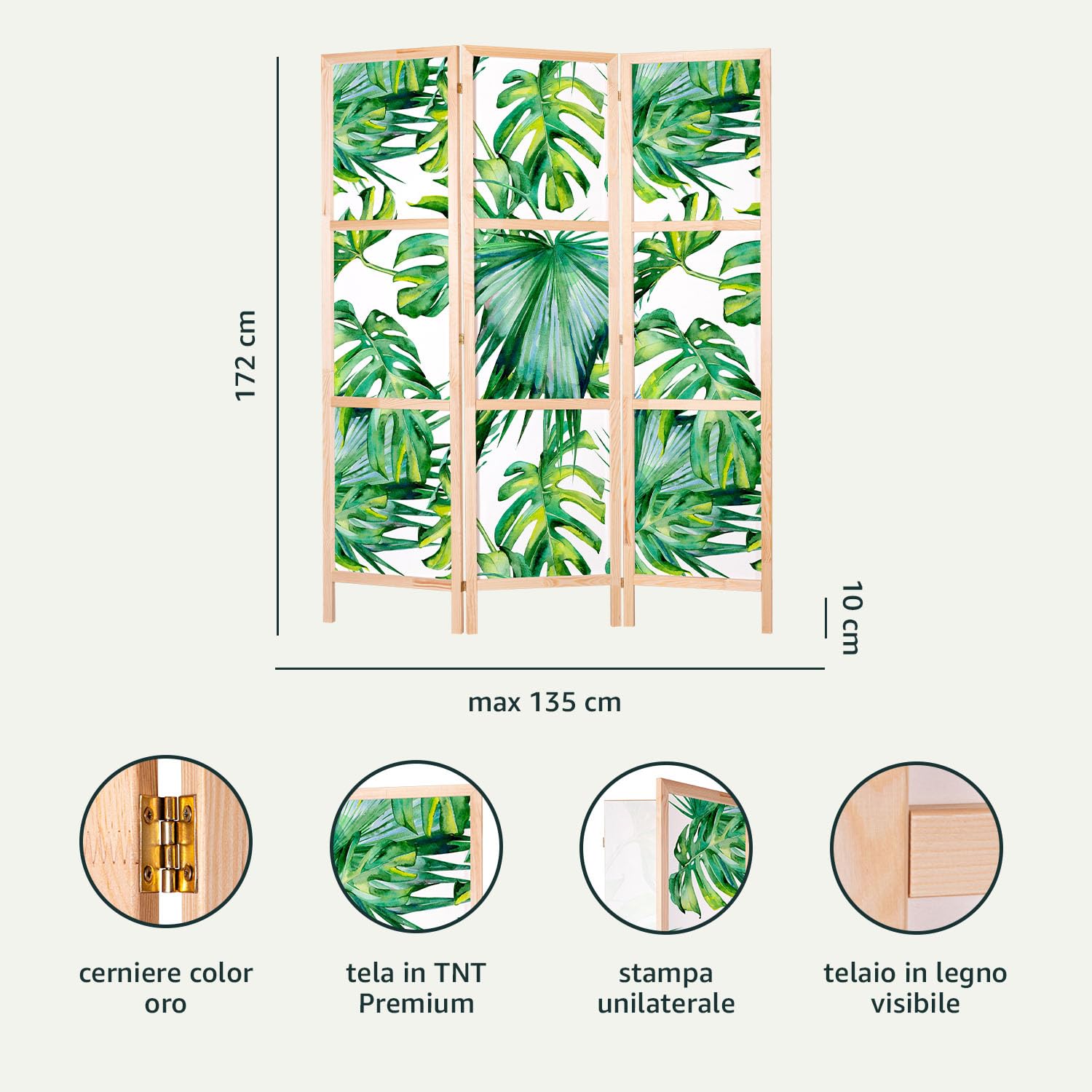 murando - Paravento da Interno 135x172 cm XXL Bambù verde Natura Zen Spa 3 Pannelli Divisori Stampa Unilaterale su Tela in TNT Separe Divisorio per Ambienti Ufficio Paraventi Decorazioni Legno