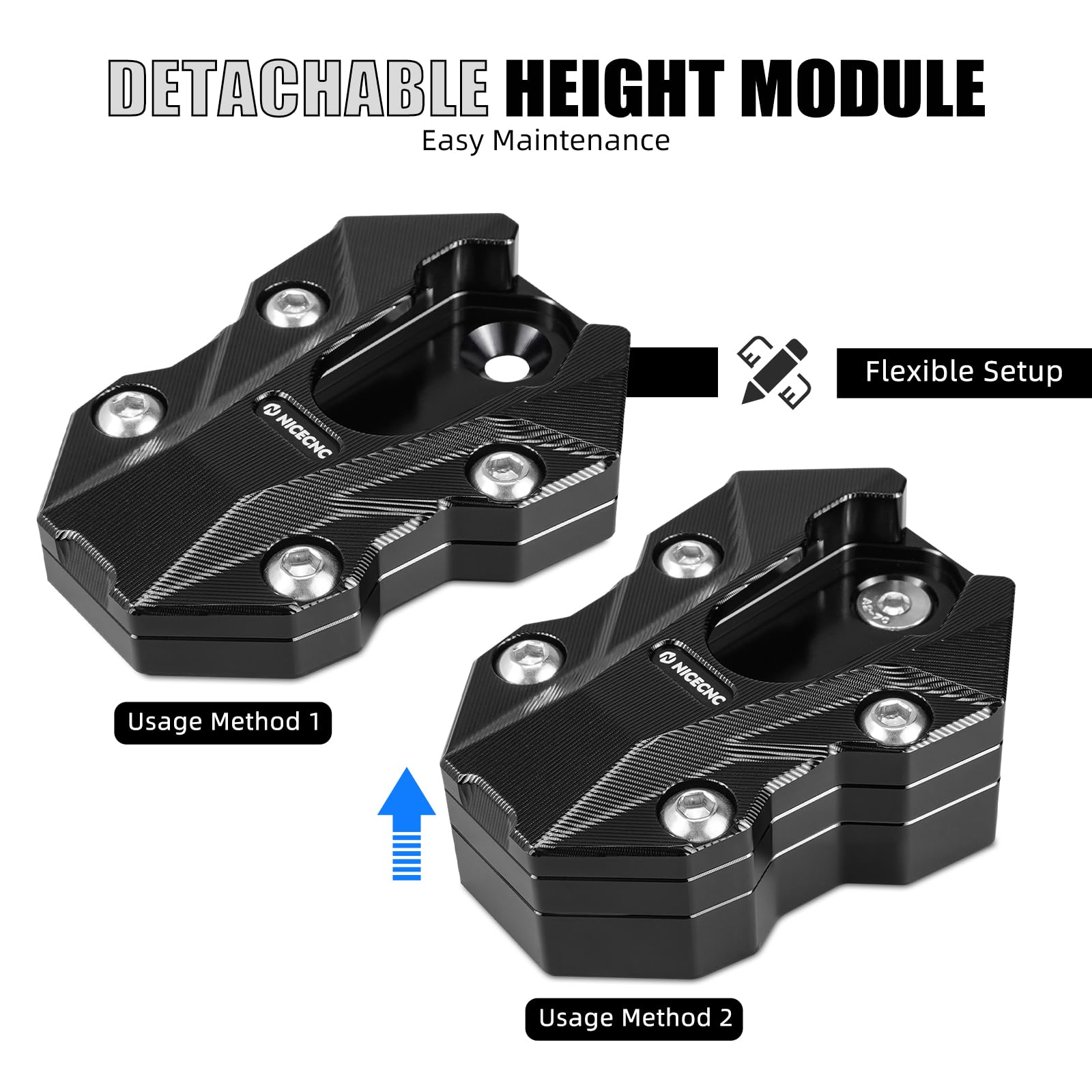 NICECNC Ampliador de pie lateral negro compatible con R1300 GS/GSA 2024-2025, repuesto para 4653 1638616
