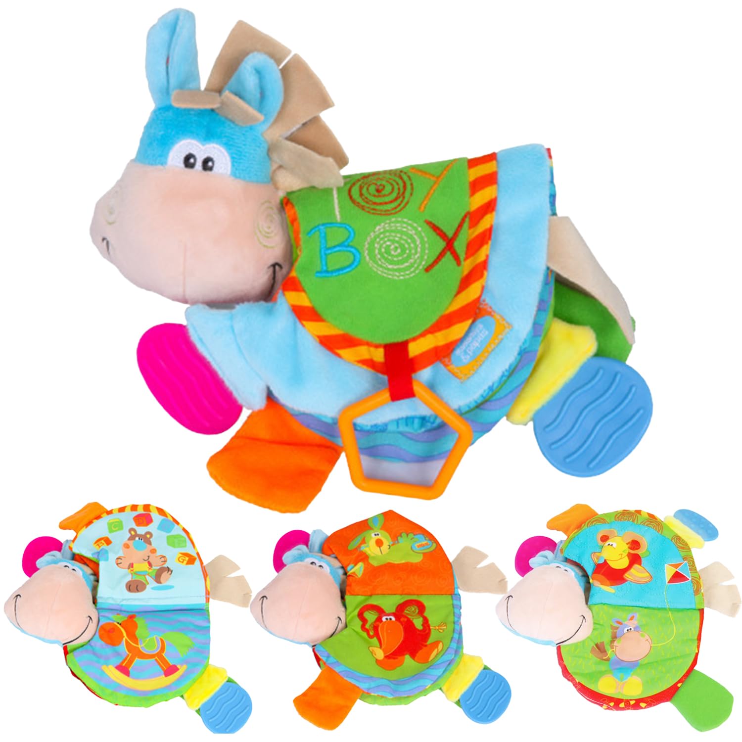 MasrooHorse Soft Baby Books Toys,Touch and Feel Crinkle Cloth Book for Infant Baby,Early Development Interactive Stroller Soft Toys, Shower Gifts Christmas Stocking Stuffers for Boys Girls