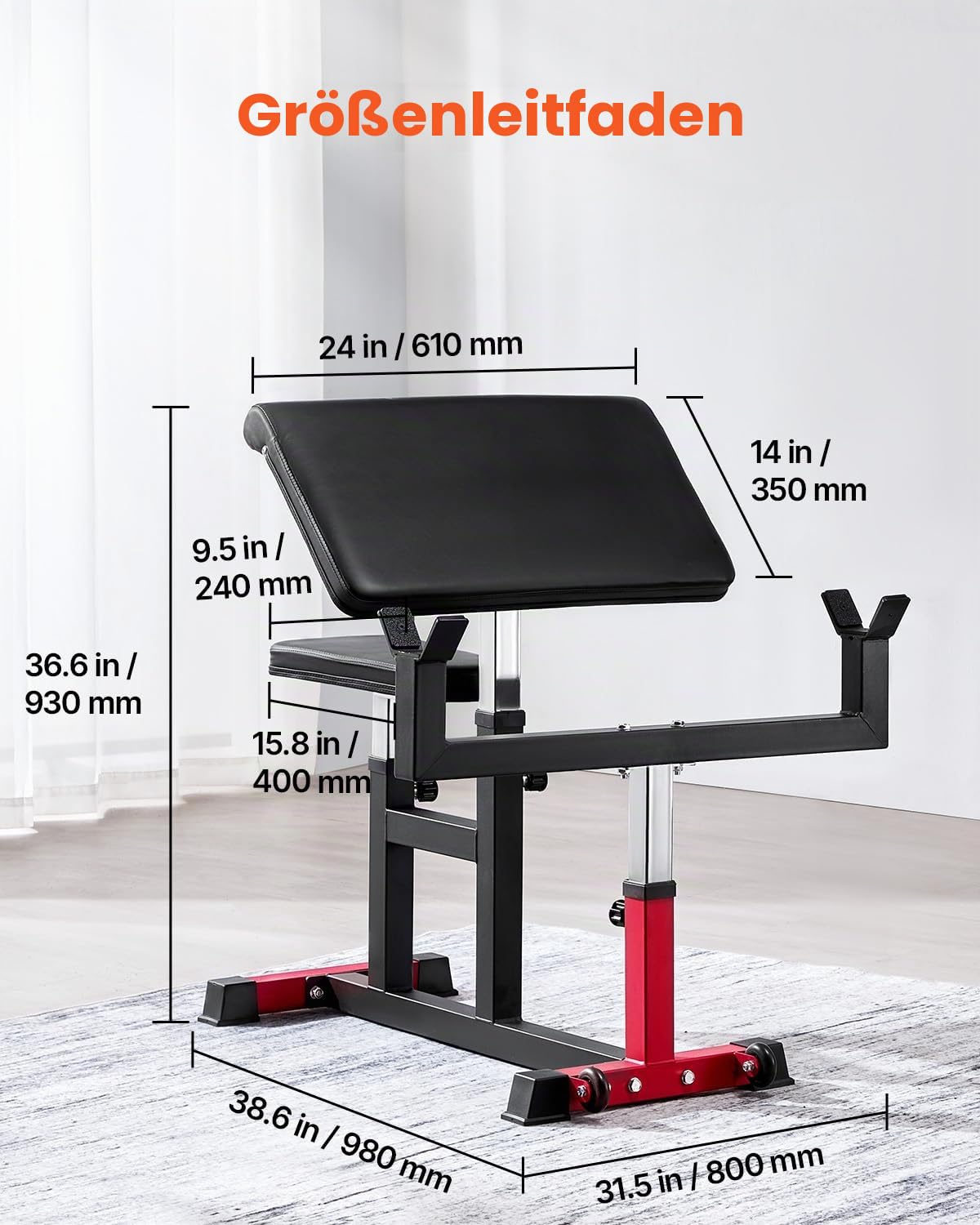 VEVOR Preacher Curlbank Bizepsmaschine für Krafttraining, (Max. Belastung 200 kg) Heim-Fitnessgerät, Bizepsstation für Langhantel und Kurzhanteln im Sitzen, verstellbare Hantelbänke