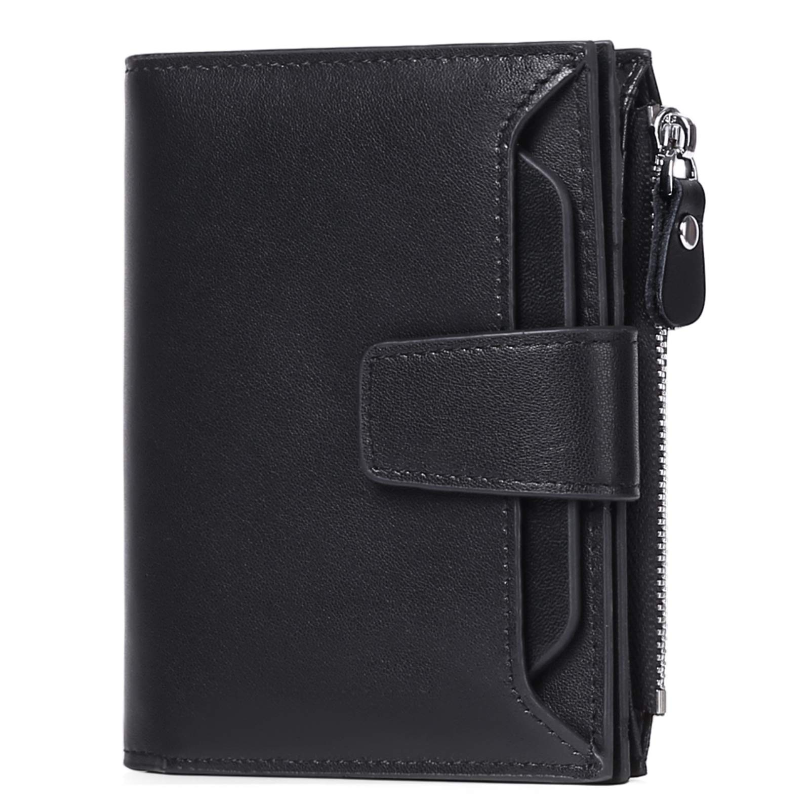 FALAN MULEWallet for Men Genuine Leather RFID Blocking Mens Wallet with Zipper Coin Pocket ID Window