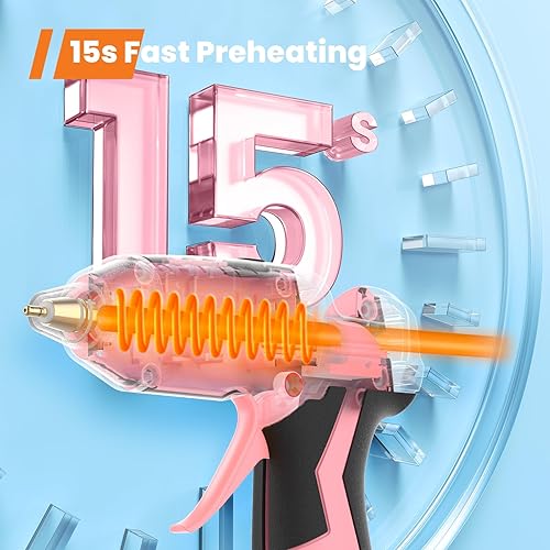 Miniatura 2 de GoGonova Pistola de pegamento inalámbrica, precalentamiento rápido de 15 segundos, pistola de pegamento caliente inalámbrica de 2 Ah con 25 barras