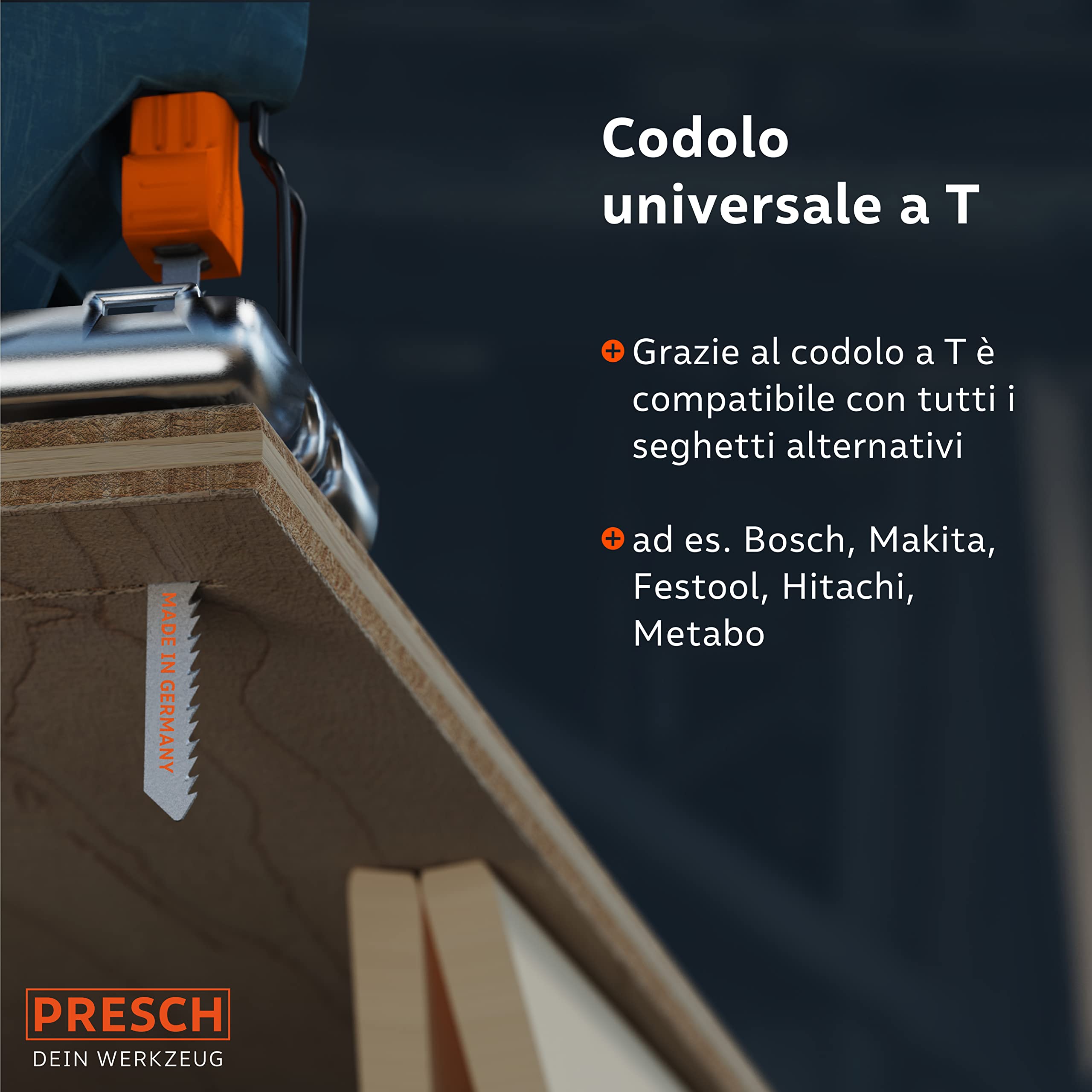 Presch Set di lame seghetto alternativo Metallo e Legno 10 pz. - Un unico set di lame per seghetto con codolo a T alternativo per tutte le applicazioni