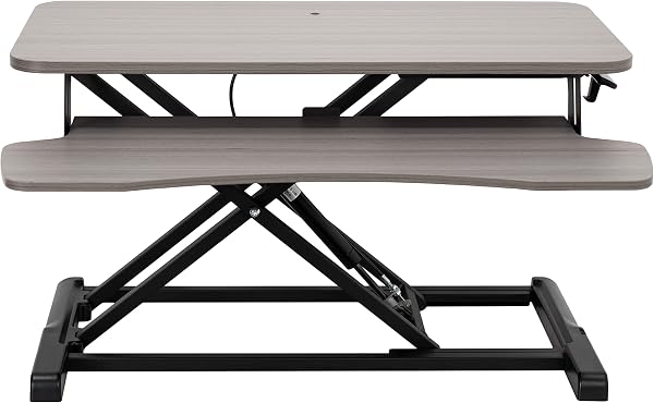 VIVO Dark Gray 32 inch Standing Desk Converter, DESK-V000KG | Height Adjustable, Stand Up Desk Riser, Wide Keyboard Tray