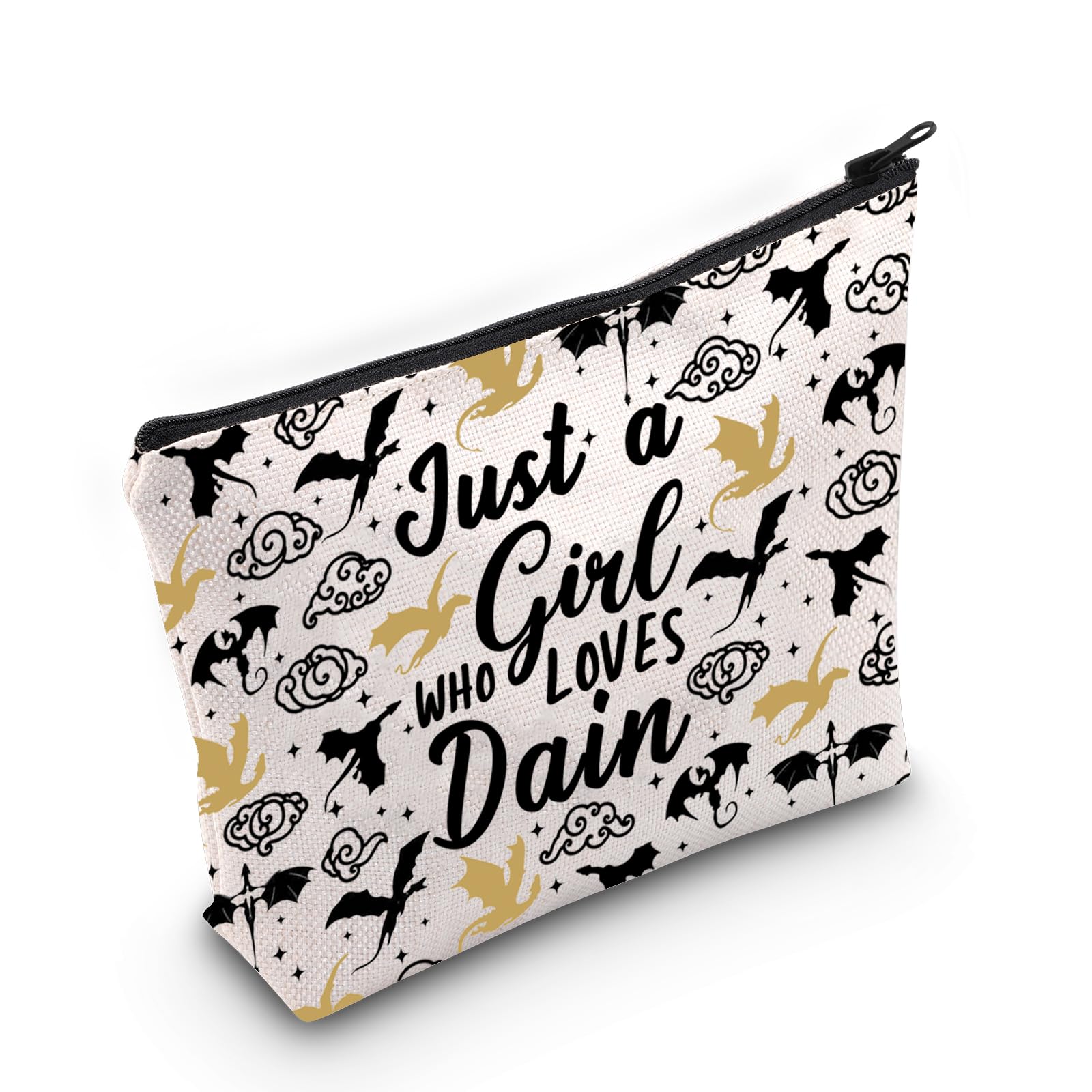 JNIAP Dragon Merch Bookish Gift Basgiath War Fourth Wing Inspired Cosmetic Zipper Bag for Book Lover (Dain)