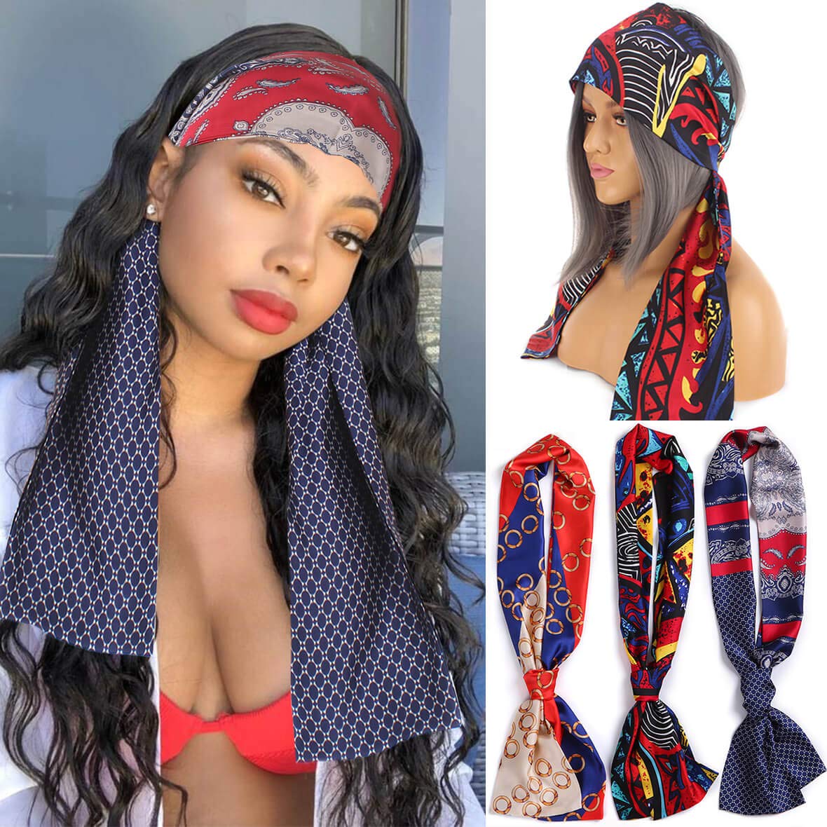 Headband Edge Laying Scarf 1pc Satin Edge Laying Scarf Wrap Hair