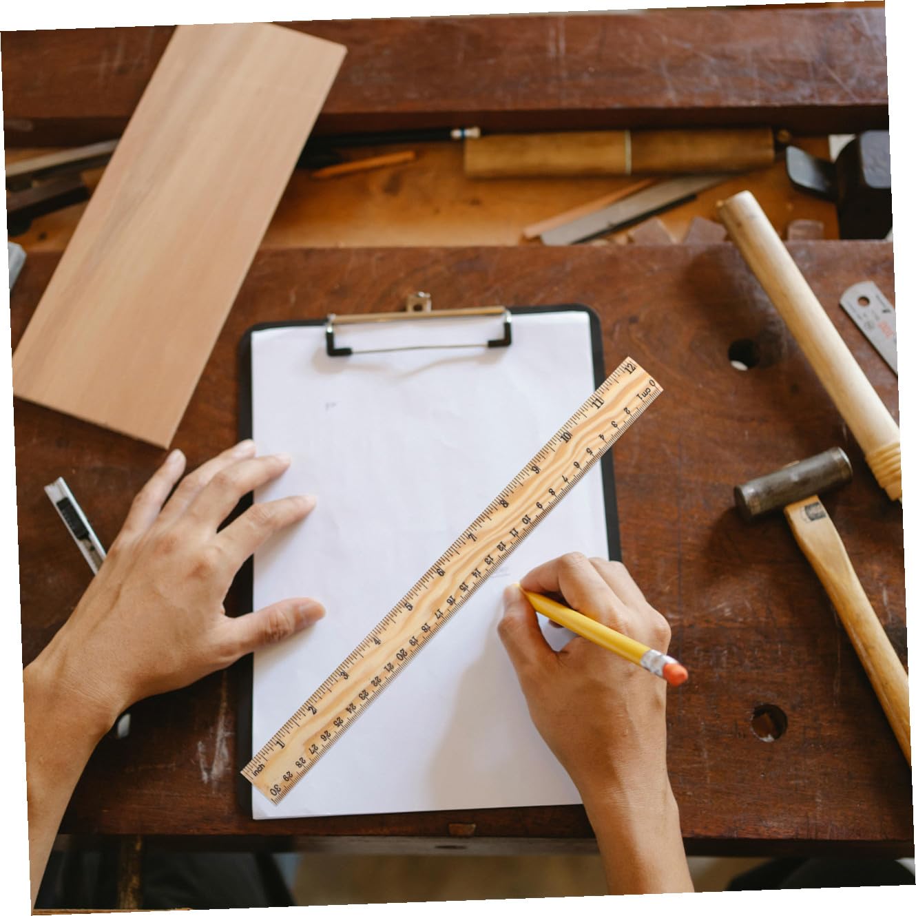 HOMSFOU 26stücke Holzlineal aus Bambus Schneiderlineal für Näharbeiten Diy-maßstab für Hobby- Praktisches Lineal zum Abmessen