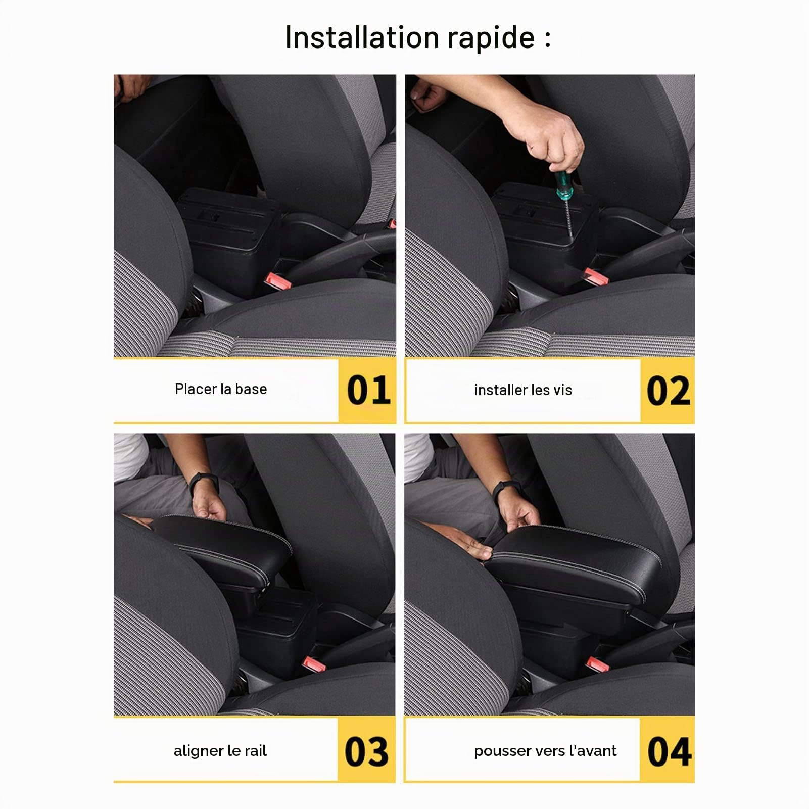 KIMISS Accoudoir Boîte Console de Rangement avec Ports USB, Cuir Artificiel Console Centrale Boîte de Rangement Fermeture Silencieuse Remplacement Confortable pour Captur Clio 4