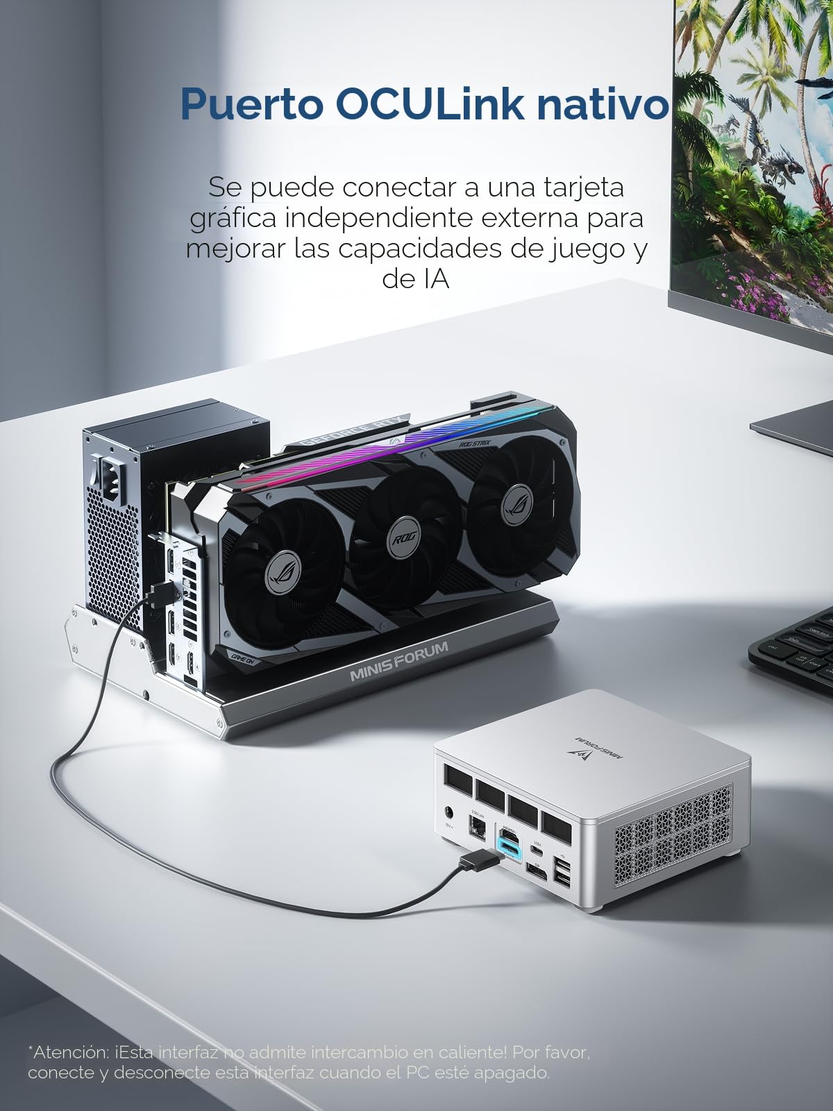 MINISFORUM Mini PC UM880 Plus con AMD Ryzen 7 8845HS (8C/16T, hasta 5,1 GHz),Mini computadora Radeon 780M, 32GB DDR5, 1TB PCIe4.0 SSD, OCuLink, 5 Puertos USB, Triple Pantalla con HDMI+DP+USB4, Wifi6e