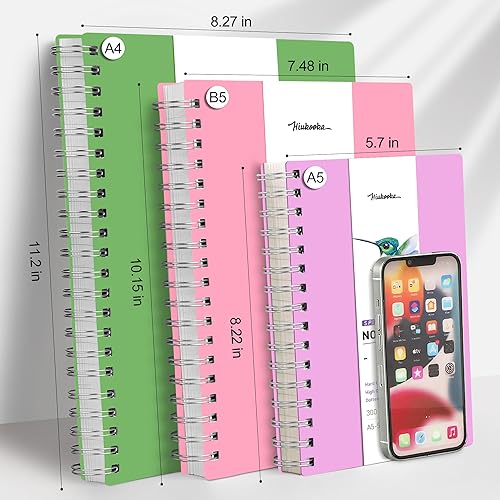Miniatura 5 de HIUKOOKA Cuaderno de puntos en espiral  Diario de puntos A5 de 300 páginas, cuaderno grueso de 3.53 ozm con cuadrícula de puntos A5 de 5.7 x 8.2