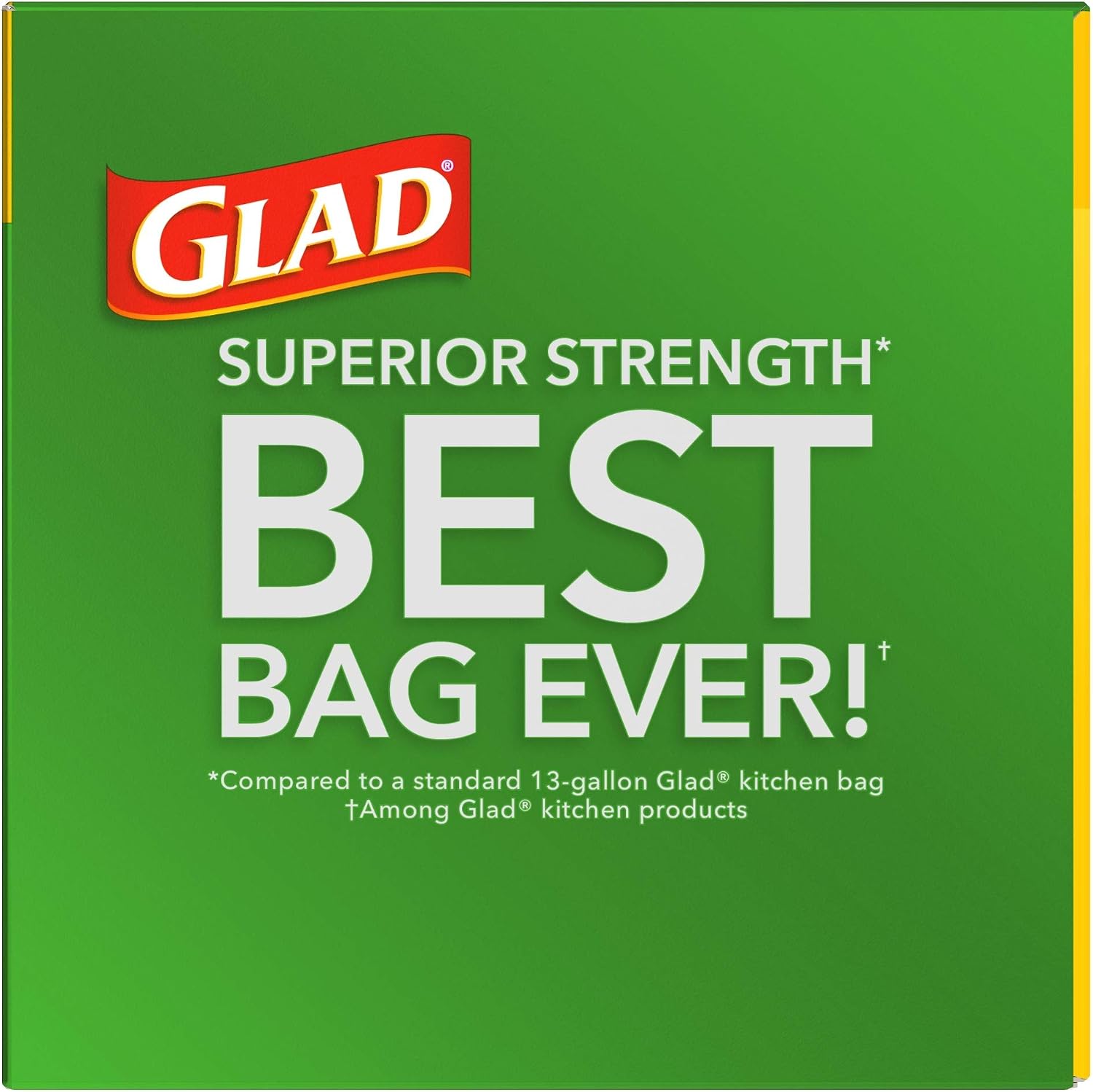 Glad Force Flex Plus Tall Kitchen Drawstring Trash Bags - 13 Gallon Grey Trash Bag, Gain Original – 42 Count