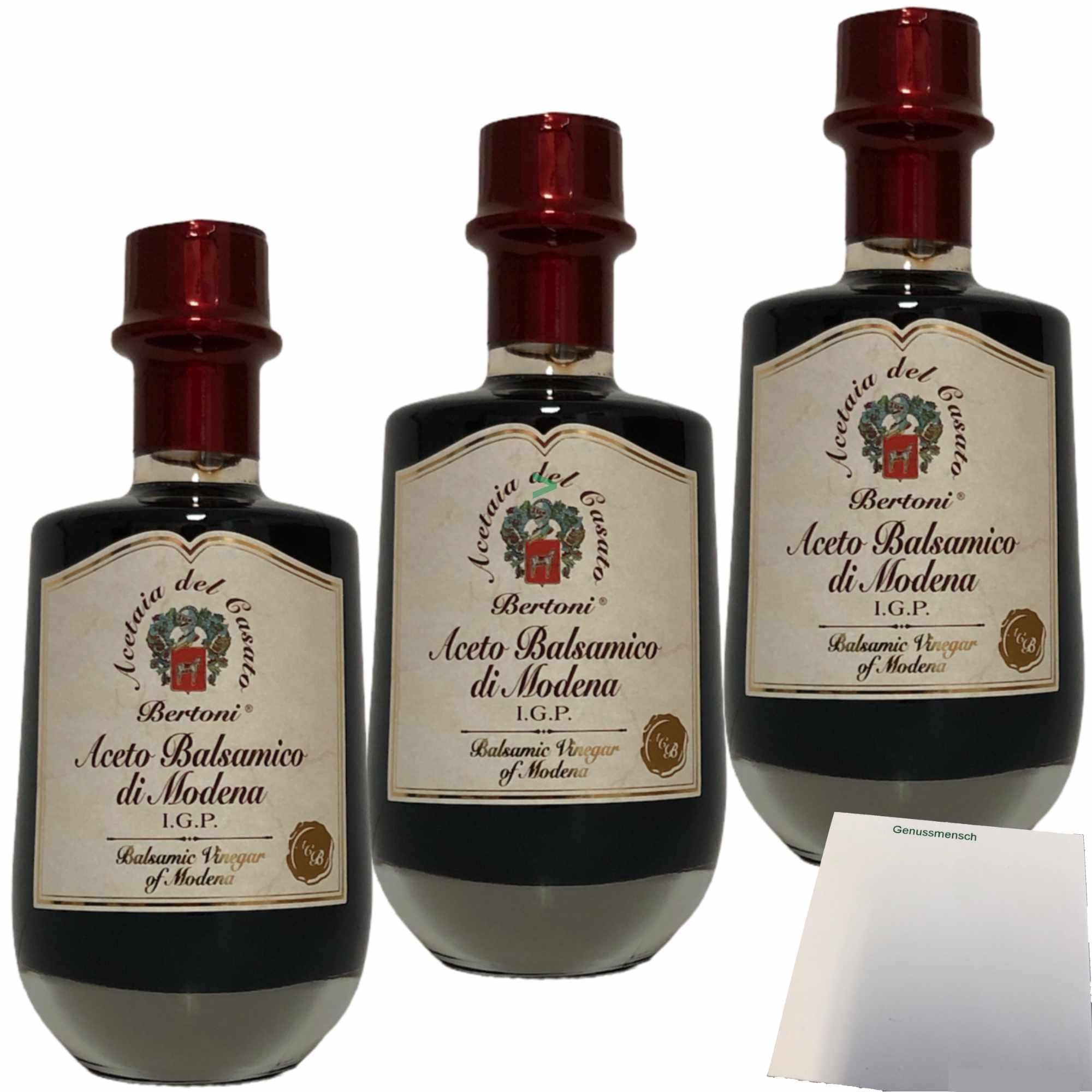 usy Bundle für Bertoni Aceto Balsamico di Modena IGP "Oro" Gold 3er Pack (3x250ml) + usy Block