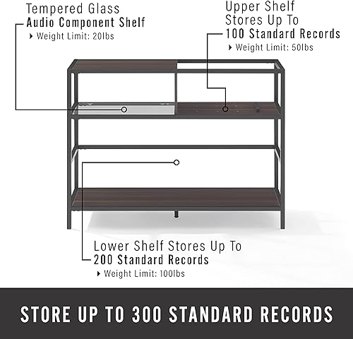 Miniatura 4 de Crosley Furniture Provo - Soporte para tocadiscos con almacenamiento para discos de vinilo, negro matemarrón