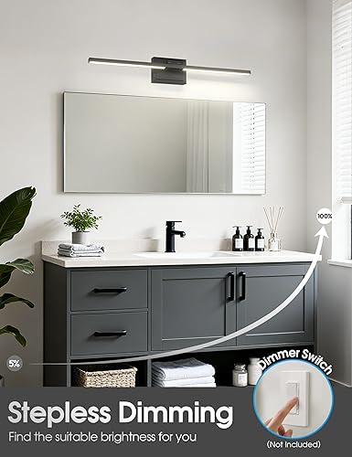 Miniatura 4 de VOLISUN Lámpara de tocador de baño de 31.5 pulgadas, 5CCT regulable, lámpara LED de baño de 28 W sobre el espejo, luces de tocador de barra negra