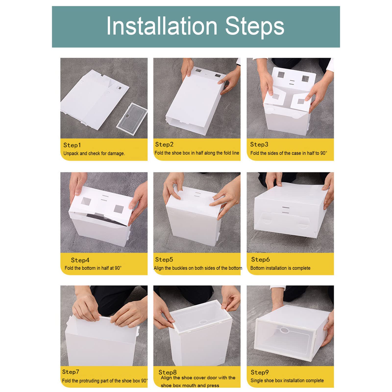 Paquete de 6 cajas de plástico apilables transparentes ventiladas y a prueba de polvo con puerta transparente para zapatos de hombre y mujer