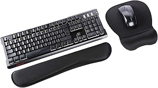 Aelfox Keyboard Wrist Rest Pad Memory Foam and Mouse Pad Rest Rest Gel, Gaming Mouse Pad with Wrist Support, Ergonomic Wrist Pad for Computer/Laptop/Home/Office/School