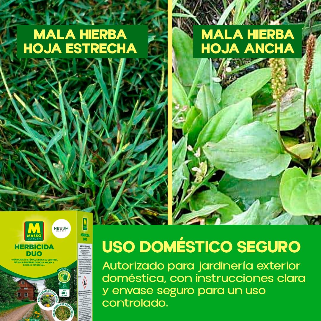 Herbicida TOTAL DUO Pack 2x100ml | Herbicida para Malas Hierbas Potente, Elimina Hoja Ancha + Hoja Estrecha Sin Dañar el Suelo | Para 30L de Agua, Fácil de Aplicar, Uso Doméstico Seguro | Nexum Market