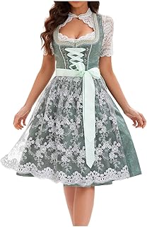 JiJiRuDU Dirndl Damen,Dirndl für Damen, Frauen Midi Dirndel Oktoberfest Kostüme Trachtenrock Trachtenmode Kleid Traditione...
