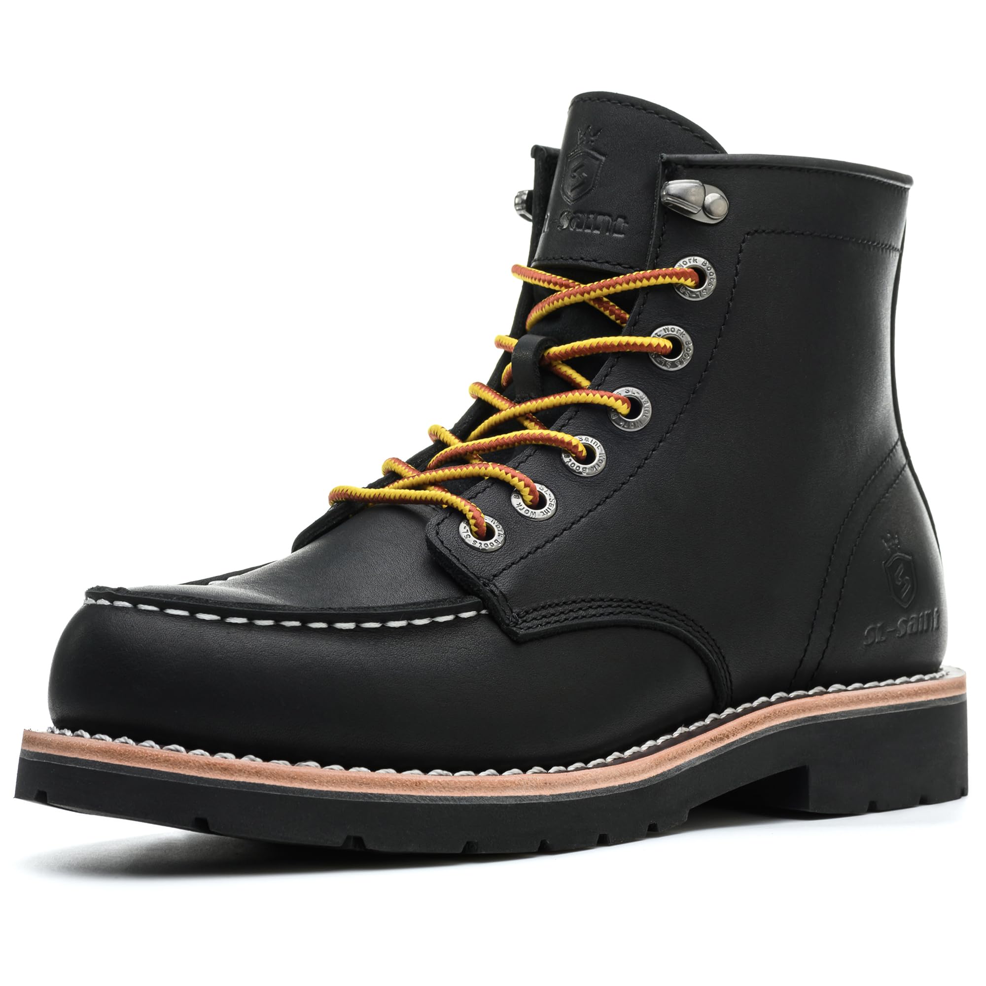 SL-Saint Stivali da lavoro da uomo Soft Moc Toe Classic Casual 6'' con suola con zeppa Scarpe da marroni/Nero