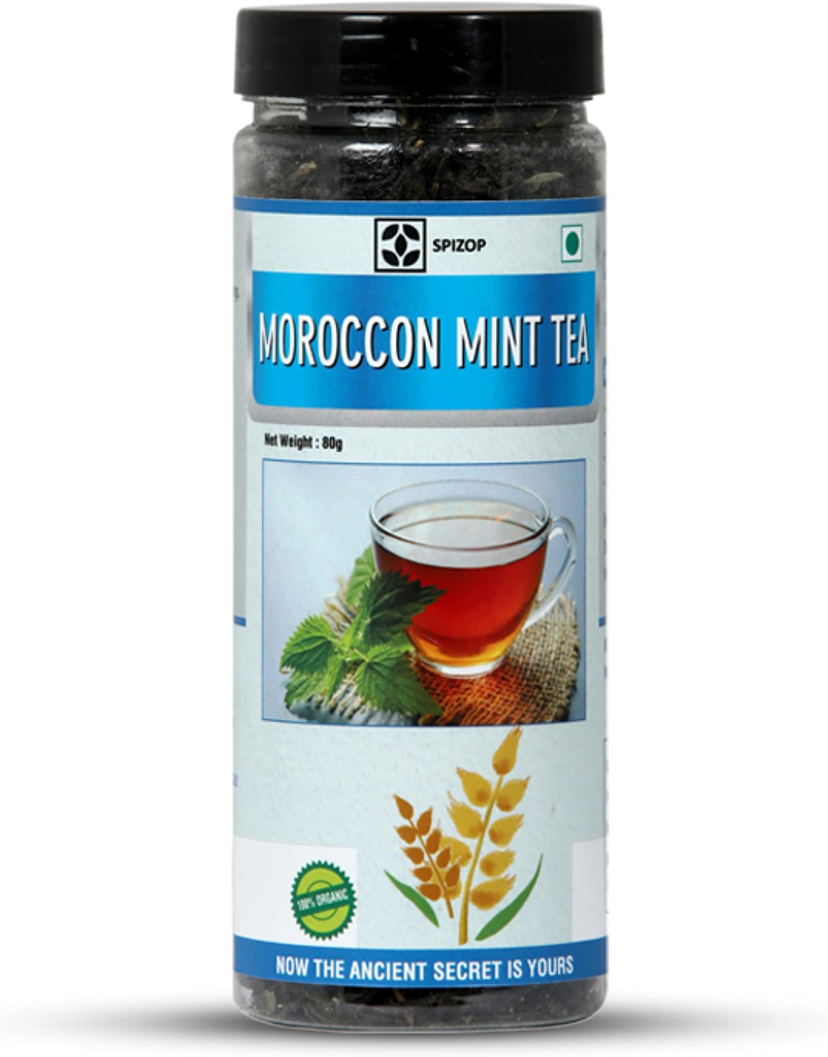SPIZOP Moroccon Mint Tea । 100% Natural । Sencha Green Tea + Moroccan Mint । 80 Gram