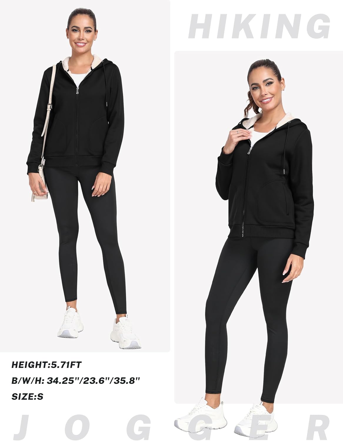 MoFiz Women's Fleece Zip Up Hoodie Warm and Cozy Sherpa Lined Sweatshirt Winter Hoodie Jackets for Women with Pockets - Image 7