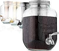 BTaT 1 Gallon Cold Brew Coffee Maker - Glass Dispenser with Leak-Proof Spigot & Fine Mesh Filter for Iced Tea