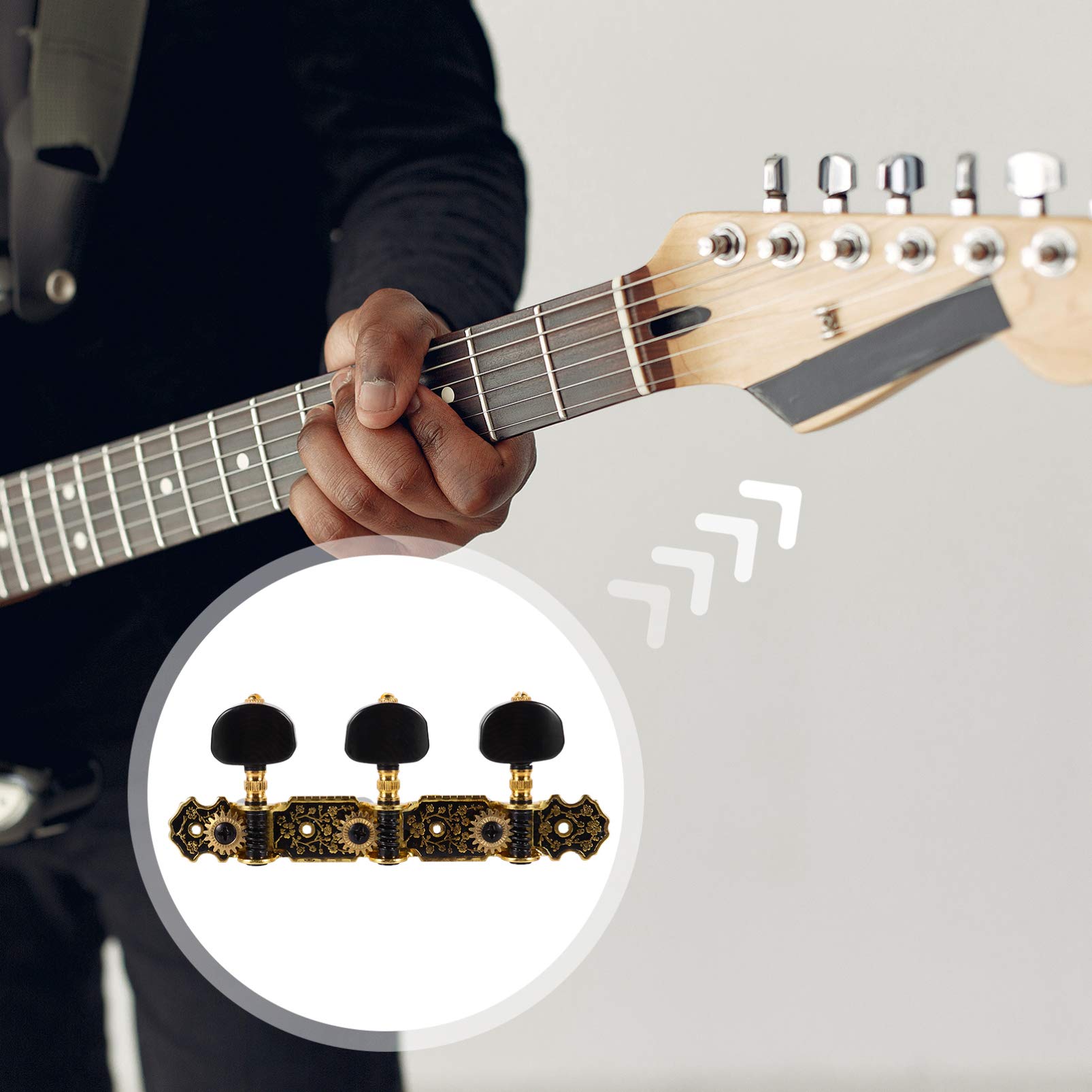 ifundom 2paare Klassische Gitarren-stimmmechaniken Einstellbare Tuning-pegs Langlebige Gitarren-tuner Mit Retro-muster Für Akustische Gitarre