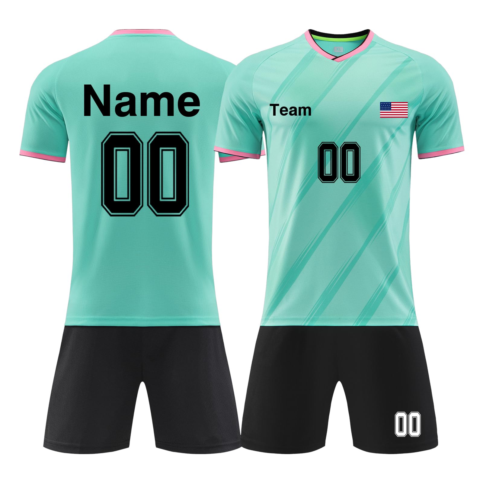 LAIFU Personalized Soccer Jersey set for Kids Adults Custom Soccer Shirt Short with Name Number Team Logo