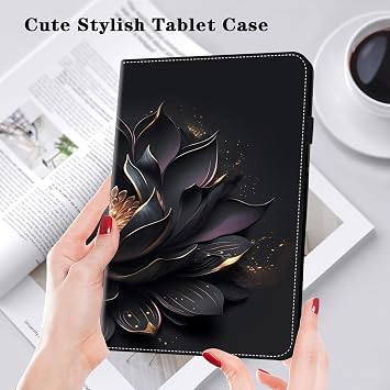 Samsung Galaxy Tab S9 FE Plus 12,4 inç, Samsung Galaxy Tab S9 FE+ PU Deri Koruyucu Tablet Kılıfı Kart Yuvalı El Kayışı 12,5 inç 2023 [SM-X610/SM-X616B] için Kılıf - Mor Lotus