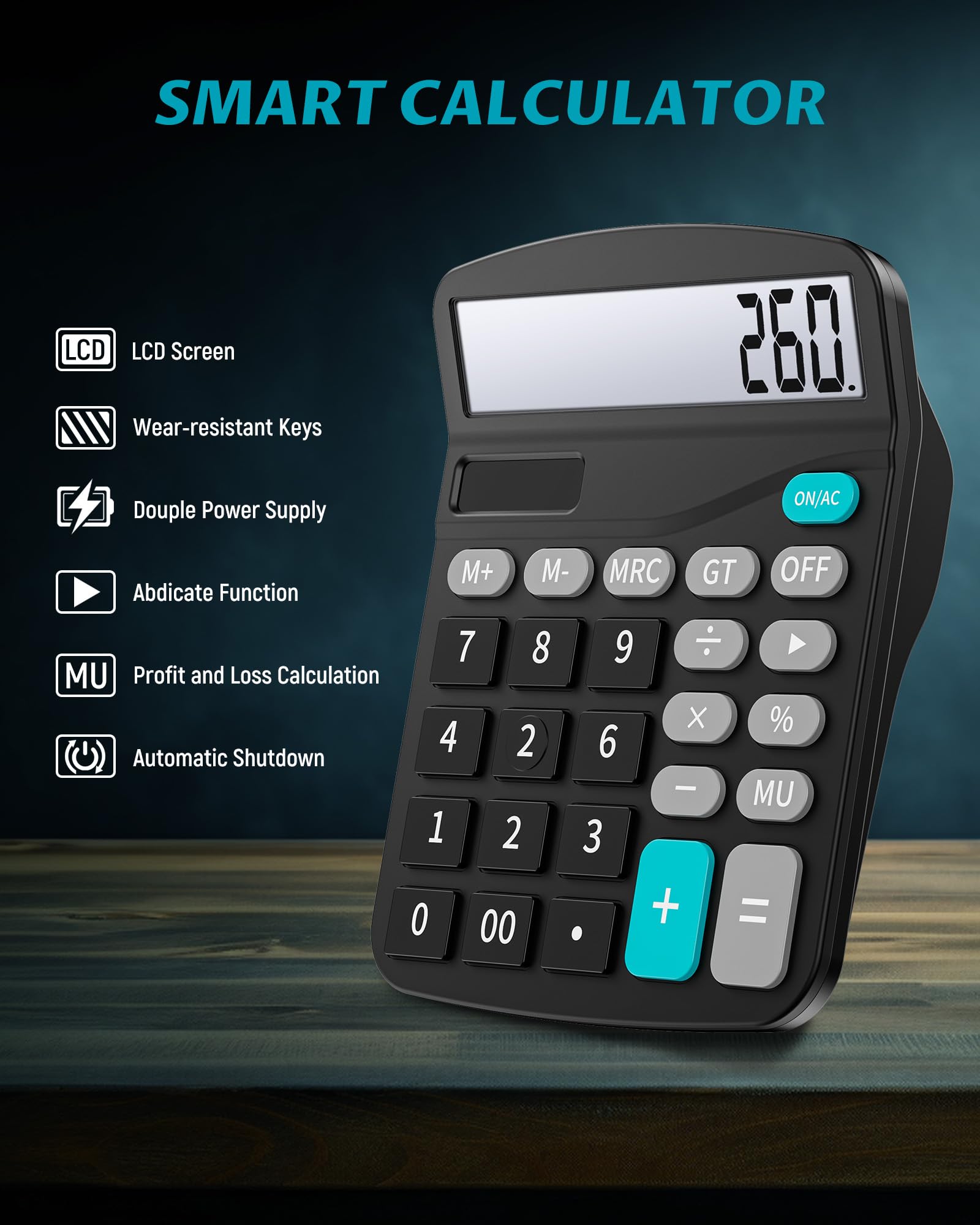 LICHAMP Calcolatrici da scrivania con pulsanti grandi e display grande, calcolatrice da tavolo da ufficio Basic a 12 cifre con energia solare e batteria AA (inclusa), confezione da 10 pezzi