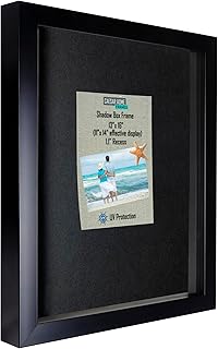 Large Shadow Box, Thick Black Frame | 2 Background Options, Black Felt or Natural Linen | 13x16 ext. Size, fit Photos up to 11x14, 1.1" net Recess | UV Protection | 11 White Headed Pins are Included