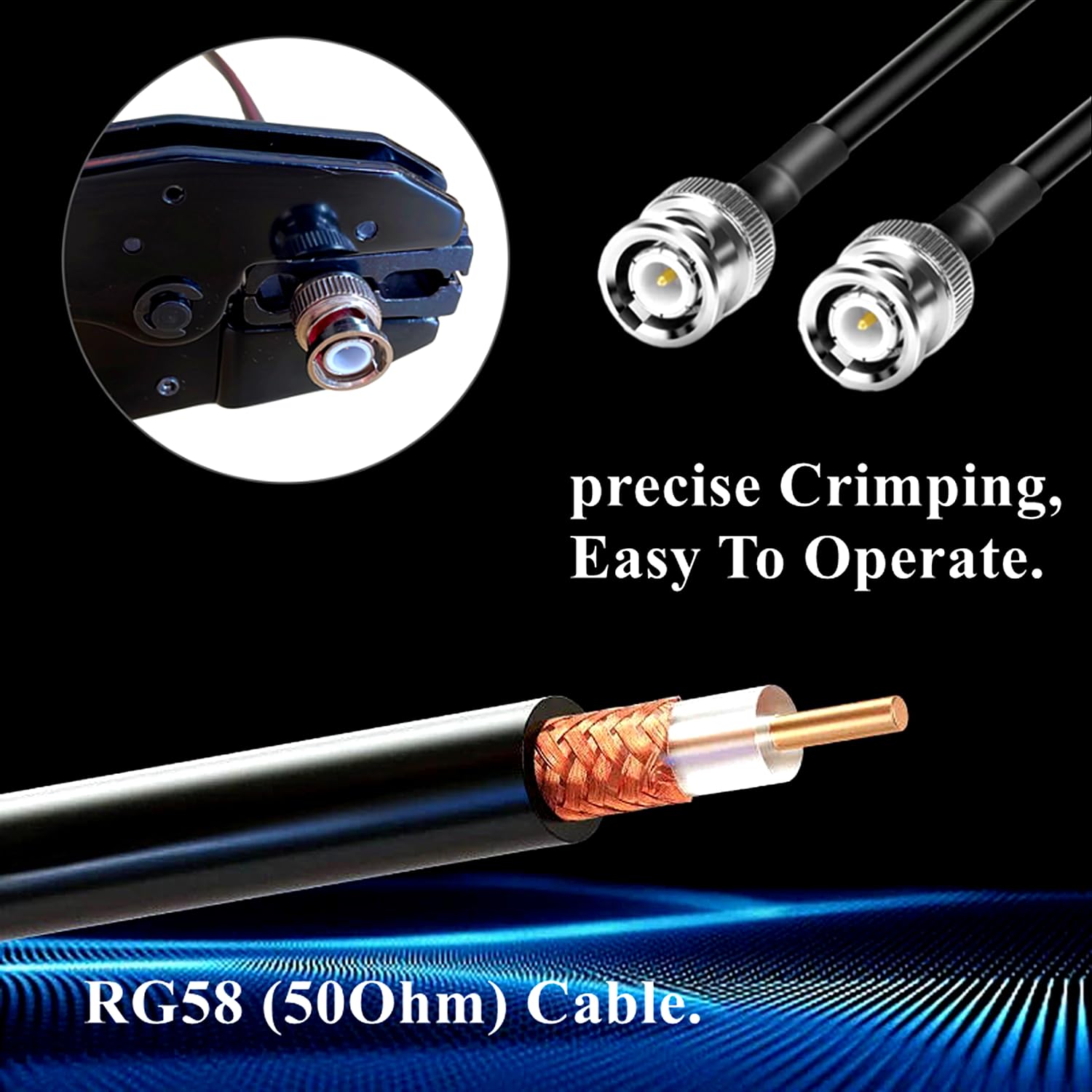 Koaxialkabel-Werkzeug-Set, BNC-Crimpzange für RG58, RG59, RG62, RG174