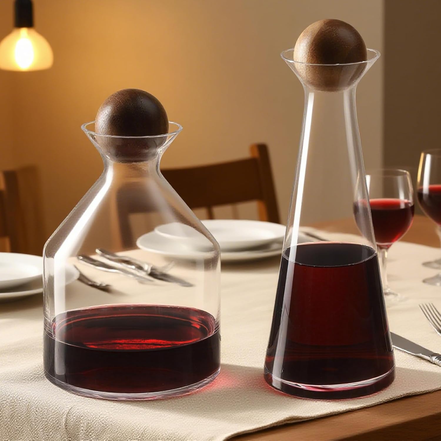 68oz Lead-Free Crystal Wine Decanter - Hand-Blown Decanter with Acacia Wood Stopper, Aerating Wine Carafe for Red/White Wine, Ideal for Gatherings Gifts