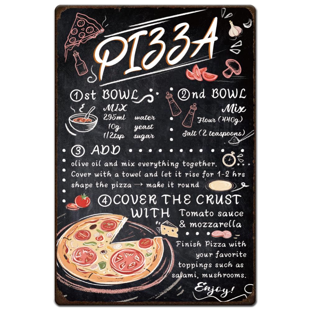 Plaque Métal Vintage Légumes Pots épices - Déco Murale Cuisine Salle à Manger 30x20 Cm Fer-blanc