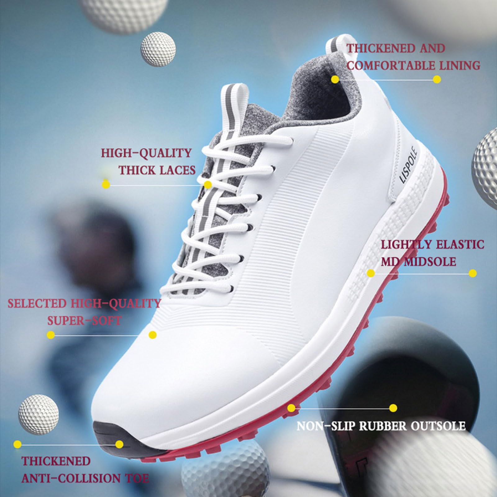 Zapatos De Golf Hombre,Zapatos De Golf Casuales,Tela De Microfibra,Antideslizantes De Goma,Adecuados para Campos De Golf Campos De PráCtic Aentrenamiento Y La CompeticióN