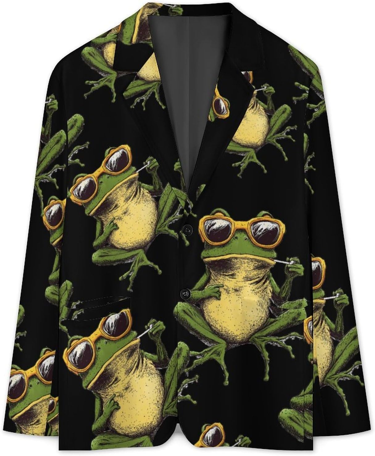 Green Frogs with Cigarette Suits Blazer for Men Two Buttons Business Jacket Coat Wedding Dinner Party