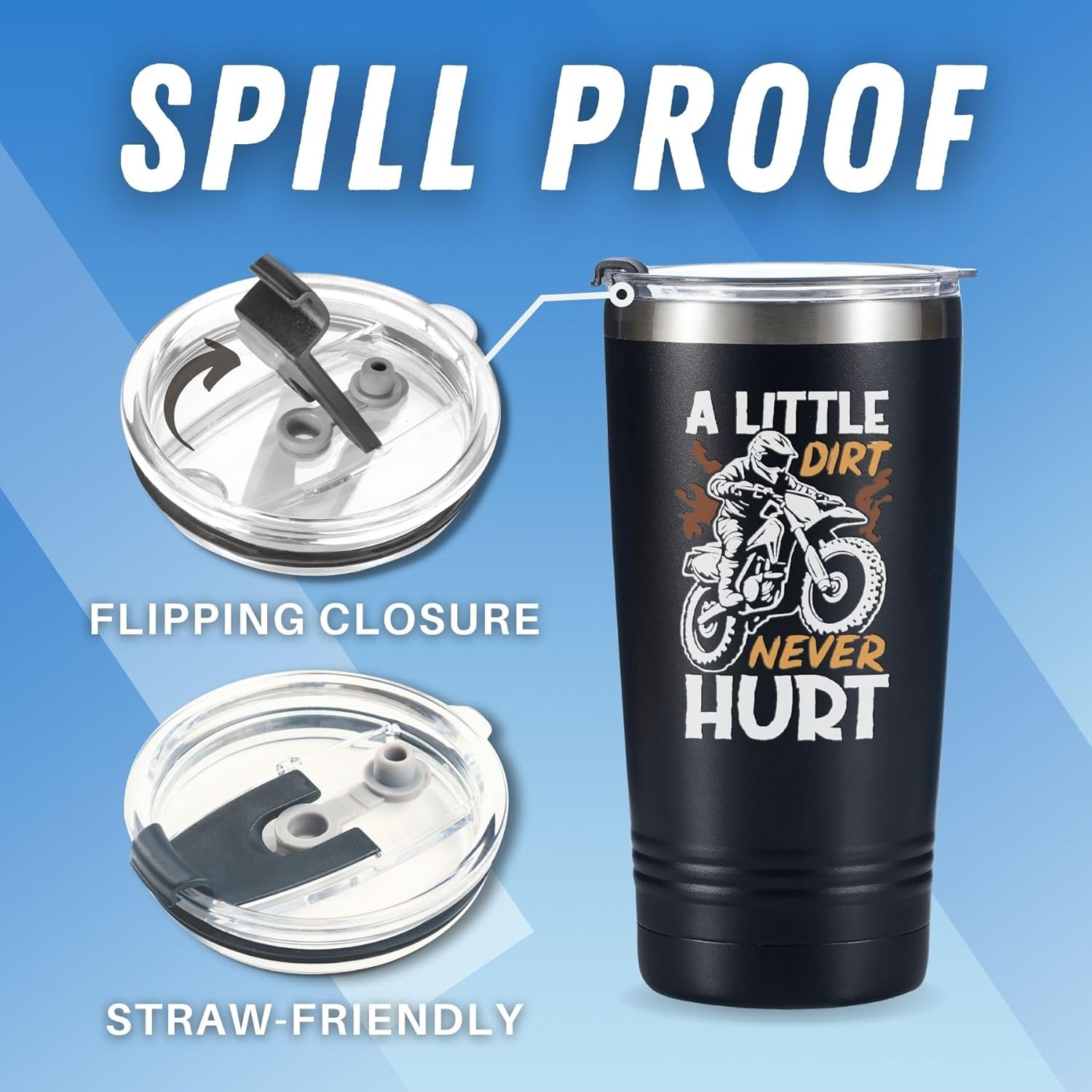 Onebttl Dirt Bike Gifts for Men, Motorcycle Biker Gifts, Tumbler Travel Coffee Mug, for Dad Grandpa, Stainless Steel 20oz/590ml - Image 7