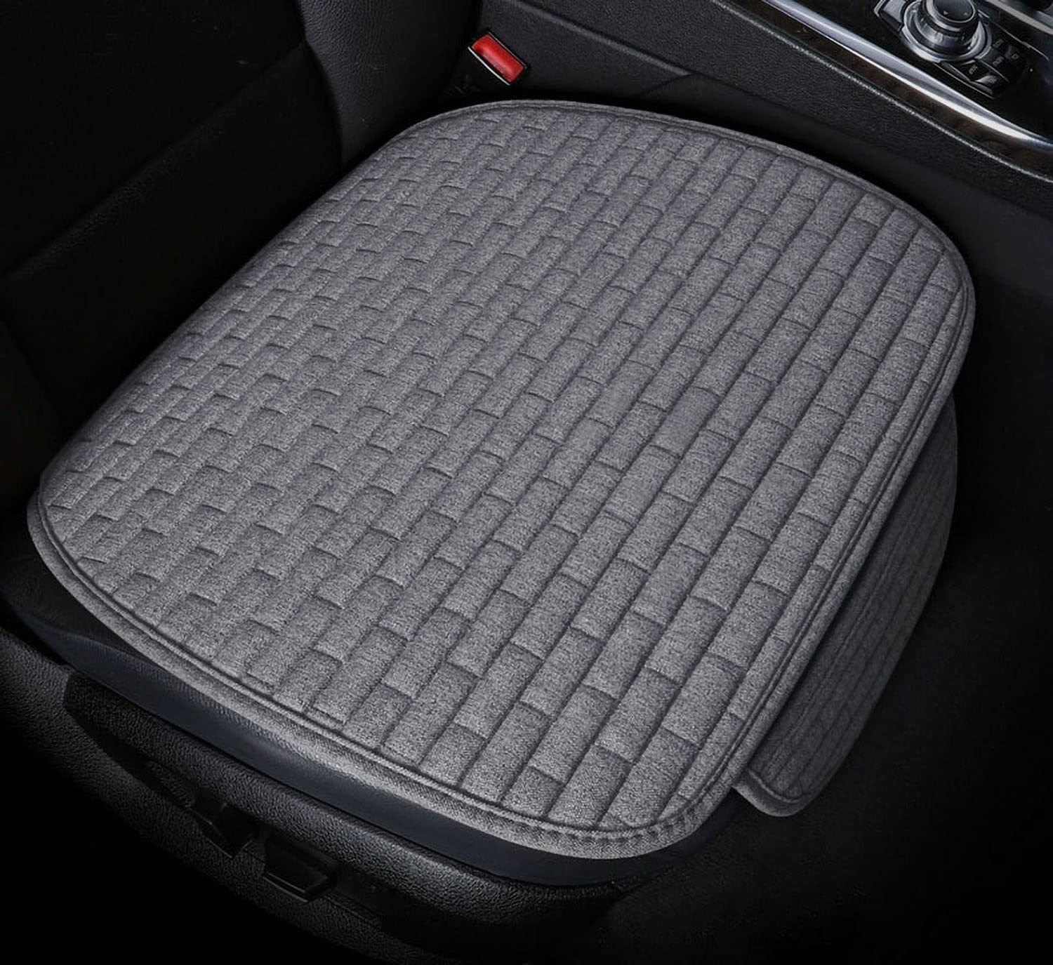 SMIUPIN Universal Fiber Linen Fabric Seat Cover Car Seat Protector & Anti-Slip Car Cushion for Truck, Van (Gray, Front Seat Cushion)