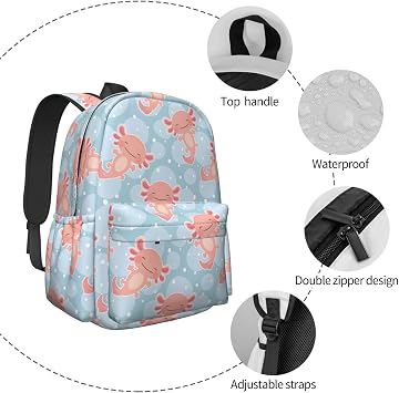 Axolotl Backpack Laptop Backpack Bookbag Lightweight Casual Daypack