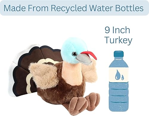 Miniatura 6 de The Petting Zoo Peluche de pavo de peluche, regalos para niños, animales salvajes de Onez, juguete de peluche de pavo, 9 pulgadas