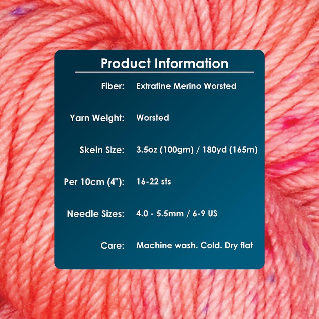 KnitPro Symfonie Hand Dyed Premium Yarn | 100% Extra Fine Merino Wool for Knitting & Crocheting, Worsted Weight, Oeko-TEX Certified, Colorfast Fiber 165m, 100g Skein | Bella Variegated Blush