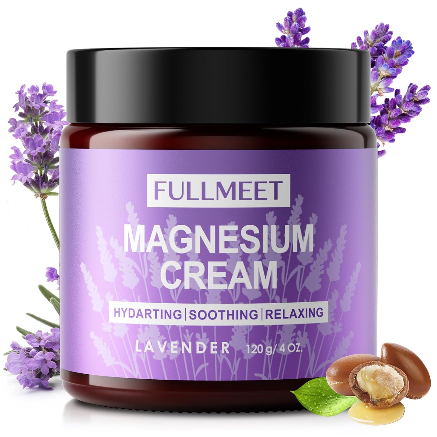 Magnesium Cream for Sleep, Lavender Magnesium Lotion for Muscle Relaxation & Soothing Anxiety, Non-Greasy, Deep Hydration, Magnesium Body Lotion for Skin Care(4 OZ)