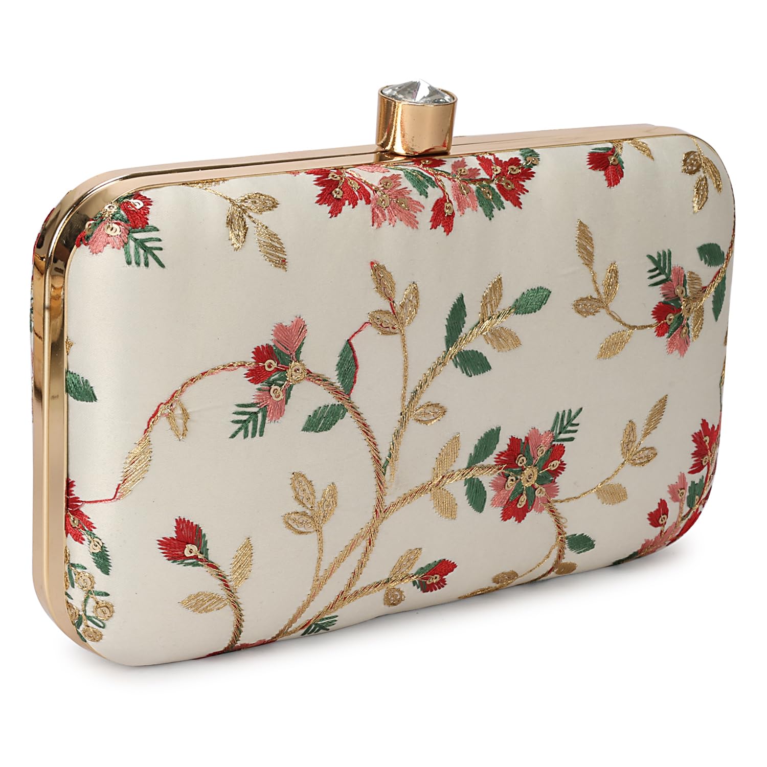 LONGING TO BUY Hand Crafted Designer Box Clutch - Zari Embroidery For Women