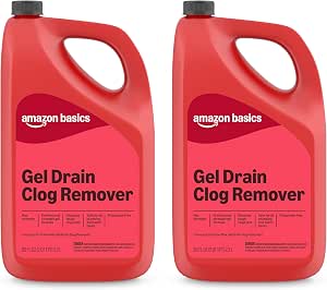 Amazon Basics Max Strength Drain Cleaner Gel, Hair Clog Remover, 80 Fl Oz (Pack of 2)