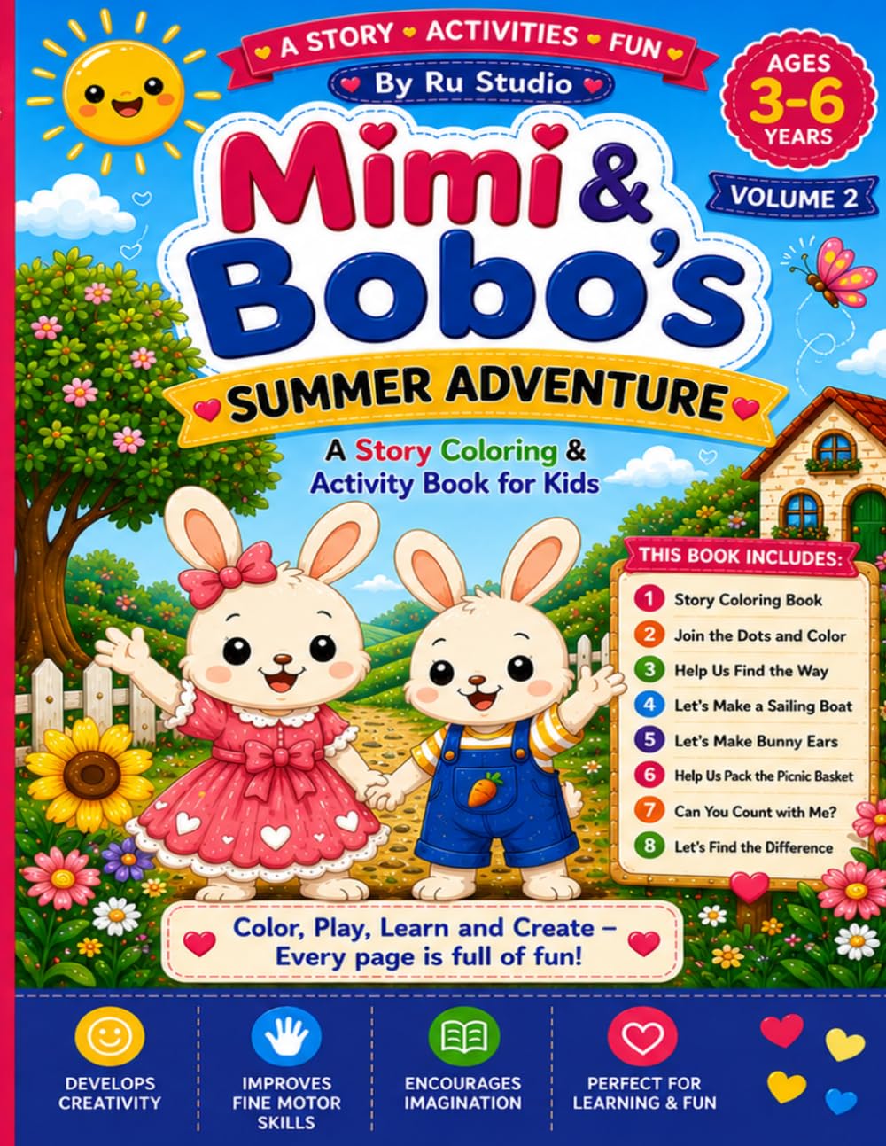 Mimi & Bobo's Summer Adventure – Volume 2: A Story Coloring, Counting & Activity Book for Kids Ages 3–6