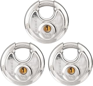 Brinks 173-70301 Shielded Discus Padlock (3 Pack), 70Mm, Silver